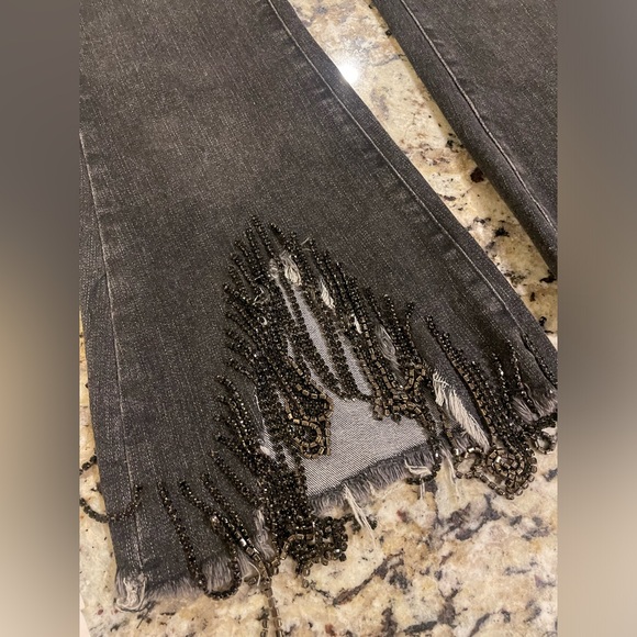 Blue b high rise dark wash with rhinestone fringe - Picture 2 of 4